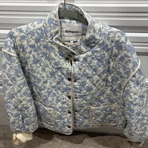 &merci Women's Quilted Blue Floral Coat